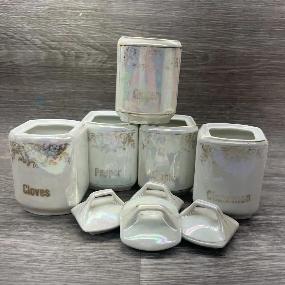 Stunning 1900s Antique German Iridescent Salt Well /Spice Containers/Decanter